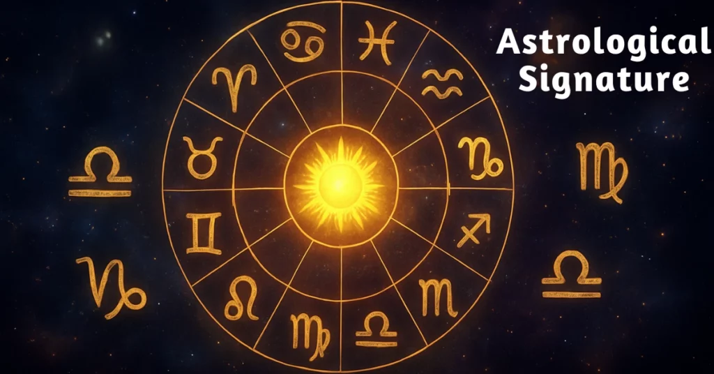 Astrological signature chart showing cosmic blueprint and zodiac elements for self-discovery and guidance