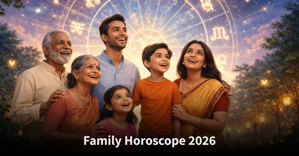 Family Horoscope 2026 showing astrology predictions for family life, harmony, love, and emotional bonding