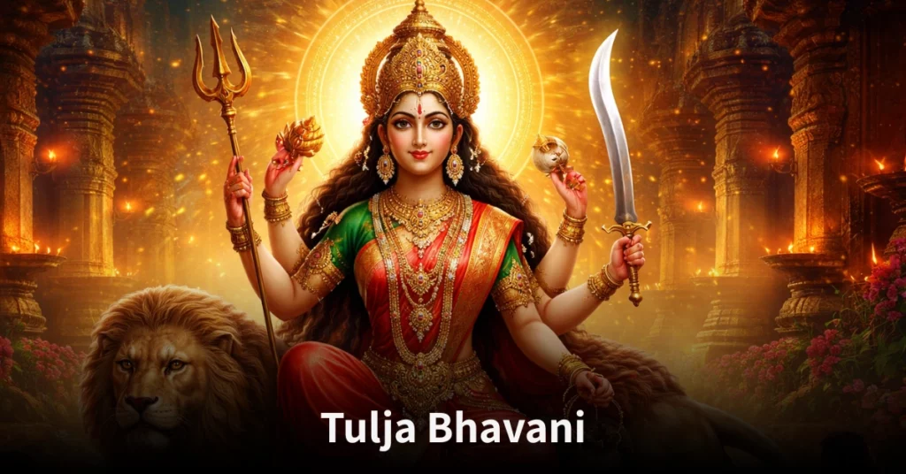 Goddess Tulja Bhavani, symbol of courage, protection, and faith, worshipped by millions for strength and blessings