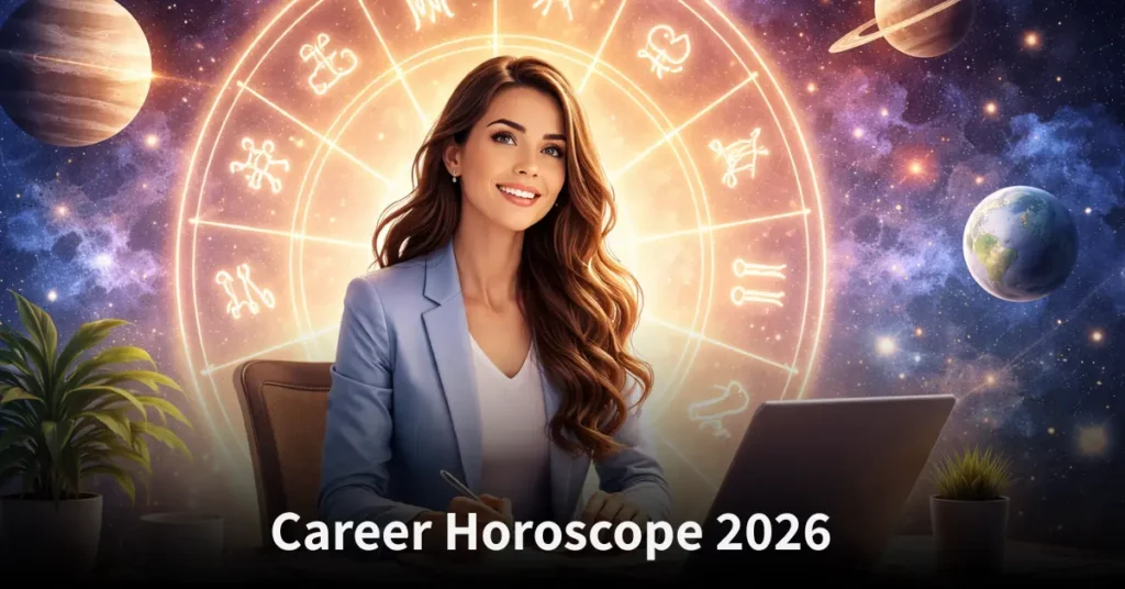 Career Horoscope 2026 showing astrological guidance for professional growth, job success, and career planning