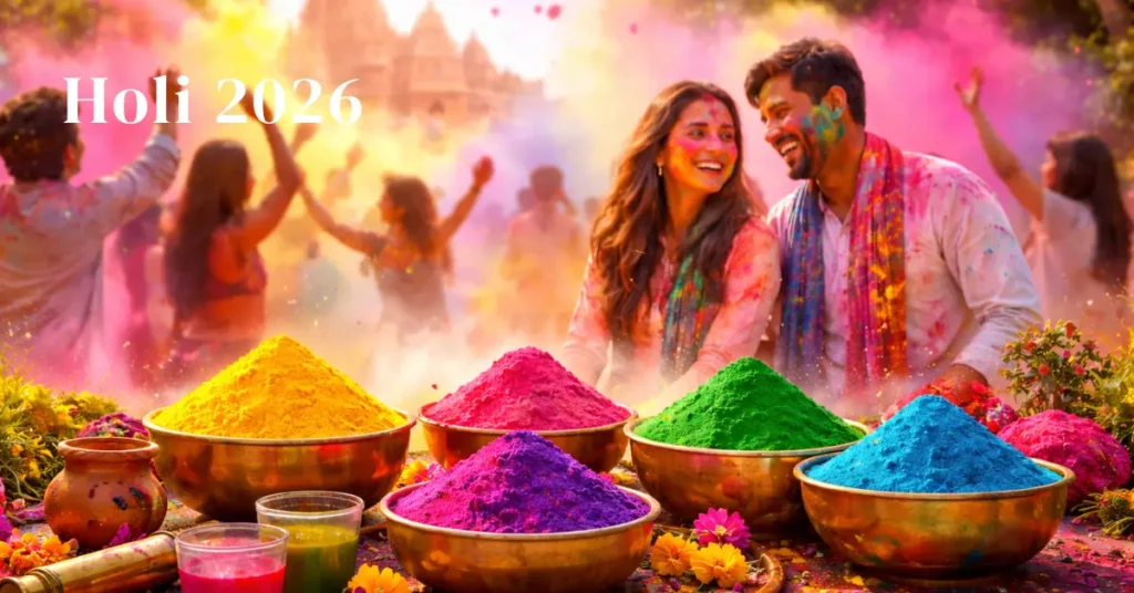 Holi 2026 celebration with vibrant colors, rituals, and spiritual significance in India