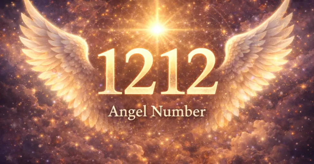 Angel Number 1212 glowing with divine light symbolizing growth, balance, spiritual awakening, and new beginnings.