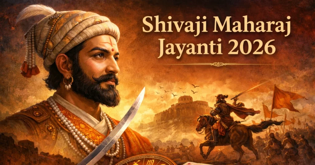Shivaji Maharaj Jayanti 2026 image honoring courage, leadership, and the fearless warrior spirit of Chhatrapati Shivaji Maharaj